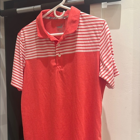 Puma Light Red and White Polo Golf Shirt Classic Style M Medium - Picture 3 of 4